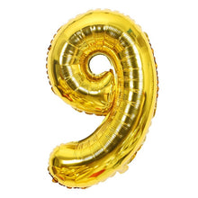Load image into Gallery viewer, Gold Sliver 32 inch  0-9  Large Helium Digital Air Ballons Foil Children Festival Birthday Party for Kids Cartoon Hat Toys